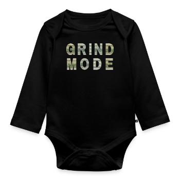 Grind Mode Dollar Bill Texture Motivation - Baby Bio-Langarm-Body - Schwarz - Vorne