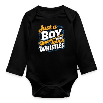 Tin Whistle - Organic Longsleeve Baby Bodysuit - black - Front
