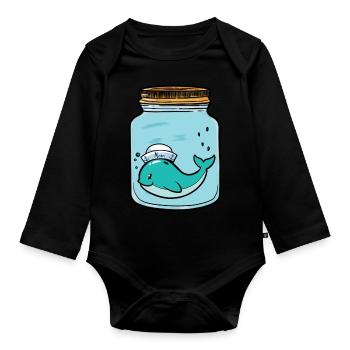Wal Fisch allein Einsamkeit Gefühle Emotion Trämen - Baby Bio-Langarm-Body - Schwarz - Vorne