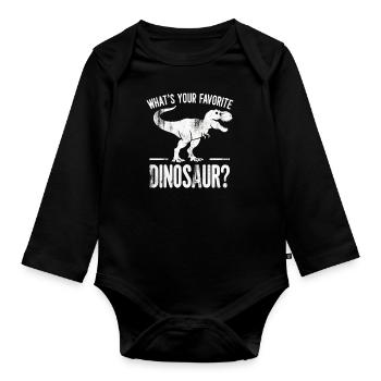 What is your favorite dinosaur? - Organic Longsleeve Baby Bodysuit - black - Front