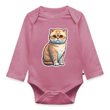 Chat Scottish Fold - Body Bébé bio manches longues - mauve - Devant