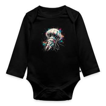 Qualle - Baby Bio-Langarm-Body - Schwarz - Vorne