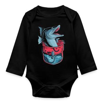 Cadeau pour l’amateur de poissons Barracuda - Body Bébé bio manches longues - noir - Devant