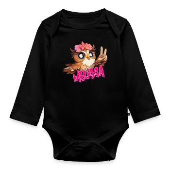 MELISSA - Beautiful girl name with cute OWL - Organic Longsleeve Baby Bodysuit - black - Front