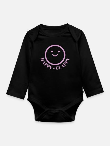 Happy Clappy - Baby Bio-Langarm-Body - Schwarz