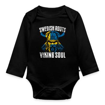 Schwedische Wurzeln - Wikinger Seele - Baby Bio-Langarm-Body - Schwarz - Vorne