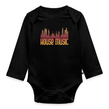 Musique house - Body Bébé bio manches longues - noir - Devant