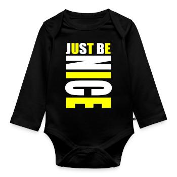 Sois juste gentil jaune - Body Bébé bio manches longues - noir - Devant