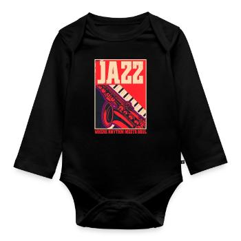 Jazz Music - Organic Longsleeve Baby Bodysuit - black - Front