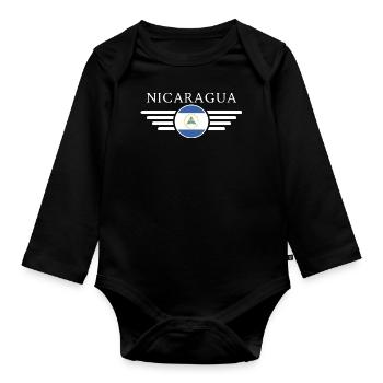 J’aime le Nicaragua, T-shirt design de style élégance - Body Bébé bio manches longues - noir - Devant