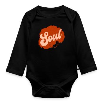 Soul Musik Afro - Baby Bio-Langarm-Body - Schwarz - Vorne