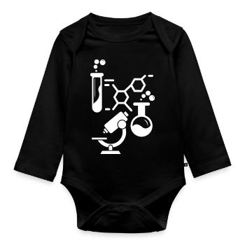 Neurones Chimie Science Tableau périodique Laboratoire - Body Bébé bio manches longues - noir - Devant