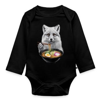Polarfuchs Ramen - Baby Bio-Langarm-Body - Schwarz - Vorne