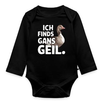 Goose Geese Animal Farm - Organic Longsleeve Baby Bodysuit - black - Front