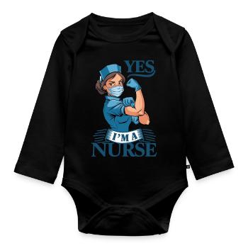 Lustige Krankenschwester mit Humor - Baby Bio-Langarm-Body - Schwarz - Vorne