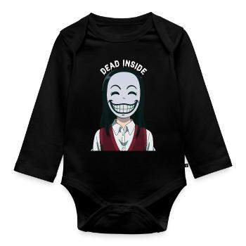 "Dead inside" Smiling anime girl - Baby Bio-Langarm-Body - Schwarz - Vorne