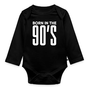 90s 90s Retro Gift - Organic Longsleeve Baby Bodysuit - black - Front