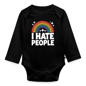Funny, sarcasm, sarcastic humor, irony - Organic Longsleeve Baby Bodysuit - black - Front