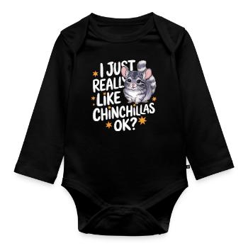 Chinchilla Chinchillas Mouse - Organic Longsleeve Baby Bodysuit - black - Front