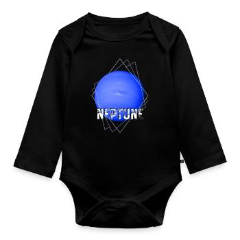 Neptun Planet - Baby Bio-Langarm-Body - Schwarz - Vorne