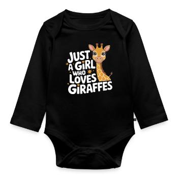 Giraffe Animal Africa Giraffes - Organic Longsleeve Baby Bodysuit - black - Front