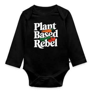 Végétarien Végétalien Végétarien Végétarien - Body Bébé bio manches longues - noir - Devant
