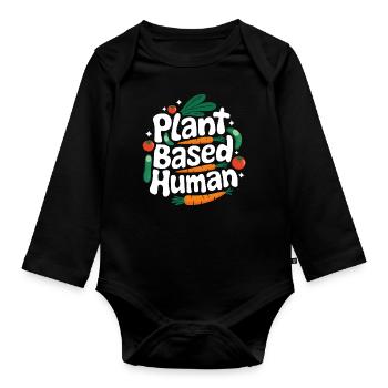 Végétarien Végétalien Végétarien Végétarien - Body Bébé bio manches longues - noir - Devant