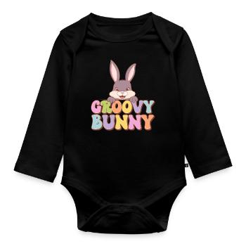 Groovy Bunny - Baby Bio-Langarm-Body - Schwarz - Vorne