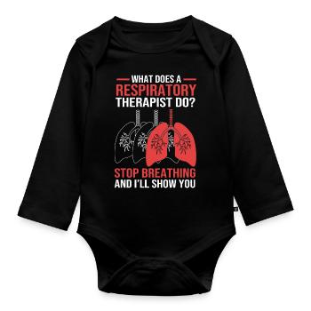 respirer de l’oxygène - Body Bébé bio manches longues - noir - Devant