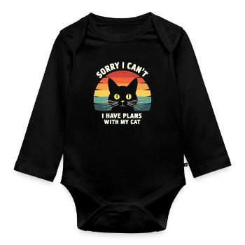 Désolé, je ne peux pas - Cat Lover Vibes - Body Bébé bio manches longues - noir - Devant
