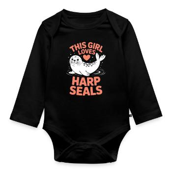 Seal Saying Seal Funny Harp Seal Gift - Organic Longsleeve Baby Bodysuit - black - Front