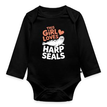Seal Saying Seal Funny Harp Seal Gift - Organic Longsleeve Baby Bodysuit - black - Front