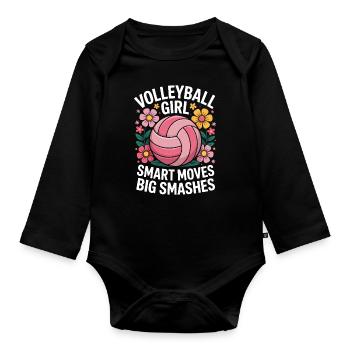 volley-ball dire drôle de cadeau de volley-ball - Body Bébé bio manches longues - noir - Devant