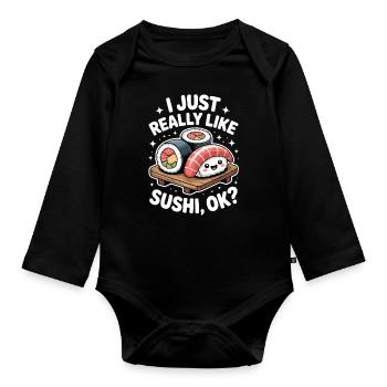 Sushi Japan Drôle Kawaii Sushi Cadeau - Body Bébé bio manches longues - noir - Devant