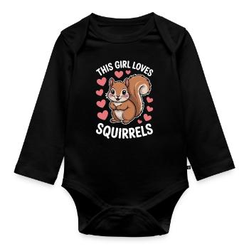 Écureuil disant drôle drôle d’écureuil cadeau - Body Bébé bio manches longues - noir - Devant