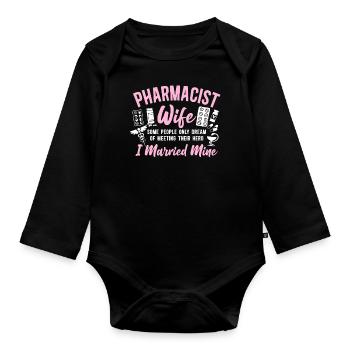 Pharmacy Tech Technician - Organic Longsleeve Baby Bodysuit - black - Front