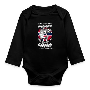 Norvège Pêche Dire Drôle Design - Body Bébé bio manches longues - noir - Devant