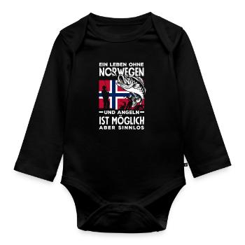 Norvège Pêche Dire Drôle Design - Body Bébé bio manches longues - noir - Devant