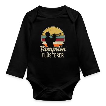Trompeten Flüsterer Trompeter Blasmusik Trompete - Baby Bio-Langarm-Body - Schwarz - Vorne
