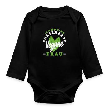 Attention I'm Vegan Funny Vegan Gift - Organic Longsleeve Baby Bodysuit - black - Front
