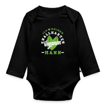 Attention I'm Vegan Funny Vegan Gift - Organic Longsleeve Baby Bodysuit - black - Front