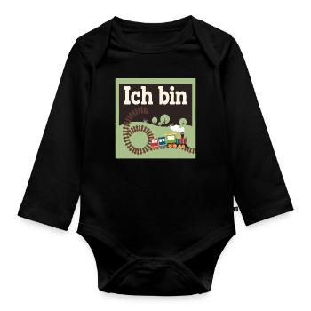 Ich bin 6 Zug Eisenbahn 6. Geburtstag - Baby Bio-Langarm-Body - Schwarz - Vorne