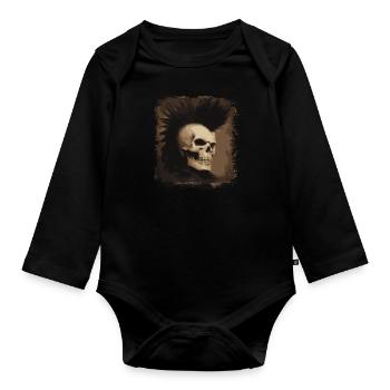 Horror Punk Zombie Mohawk - Baby Bio-Langarm-Body - Schwarz - Vorne
