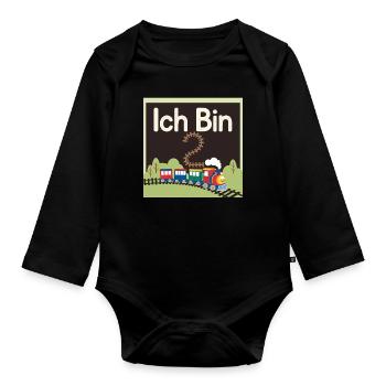 Ich bin 2 Zug Eisenbahn 2. Geburtstag - Baby Bio-Langarm-Body - Schwarz - Vorne