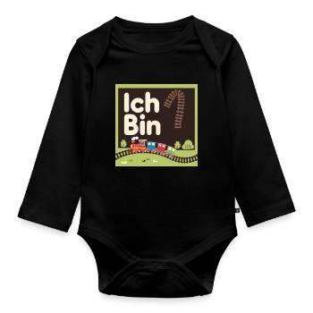 Ich bin 1 Zug Eisenbahn 1. Geburtstag - Baby Bio-Langarm-Body - Schwarz - Vorne