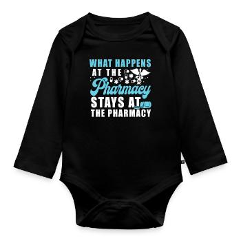 Pharmacy Tech Technician - Organic Longsleeve Baby Bodysuit - black - Front