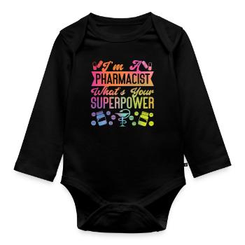 Pharmacy Tech Technician - Organic Longsleeve Baby Bodysuit - black - Front