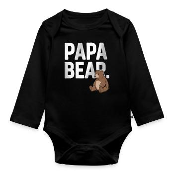 Papa Bear – Fun Design for Fathers - Organic Longsleeve Baby Bodysuit - black - Front