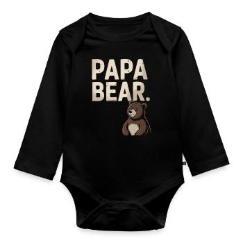 Papa Bear – Fun Design for Fathers - Organic Longsleeve Baby Bodysuit - black - Front