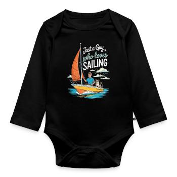Just a Guy who loves Sailing – Sail Design - Organic Longsleeve Baby Bodysuit - black - Front